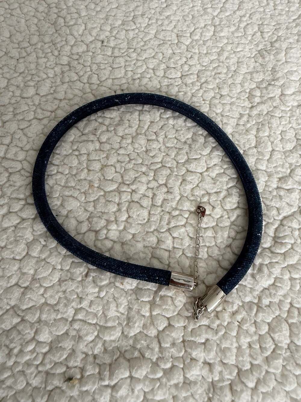 Swarovski Stardust Dark Blue Nylon Fishnet Tube Crystal Necklace 5127503